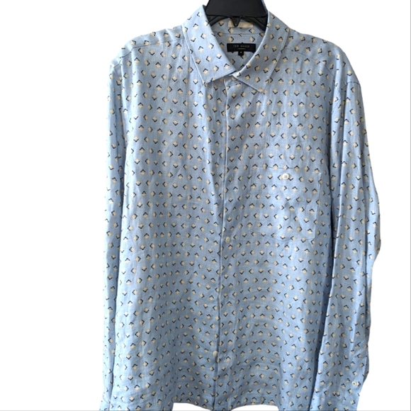 Ted Baker Arnel 100 % Linen Geo..Button Down Shirt... Size 6.. ( XXL) - Picture 5 of 7
